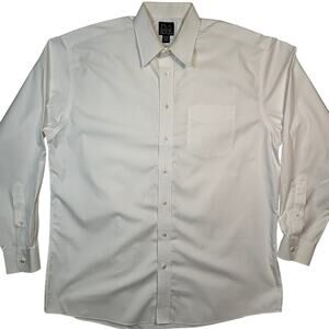 Jos A Bank Traveler Dress Shirt Mens 16.5 36 White Long Sleeve Button Front